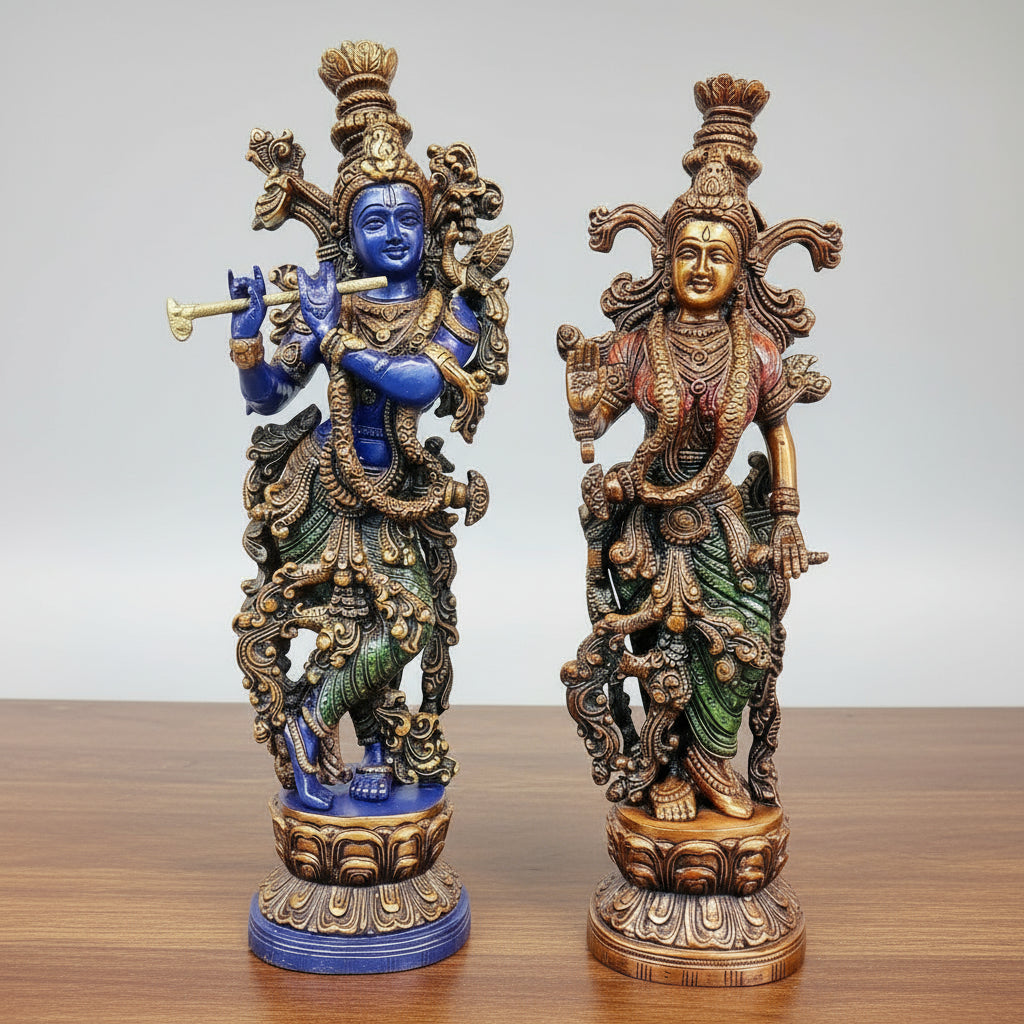 brass colorful radha krishan statue for home temple/ home décor